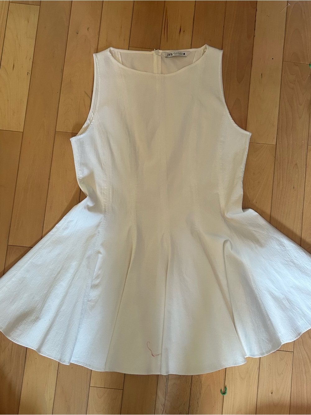 Zara Cream Sleeveless Fit-and-Flare Dress